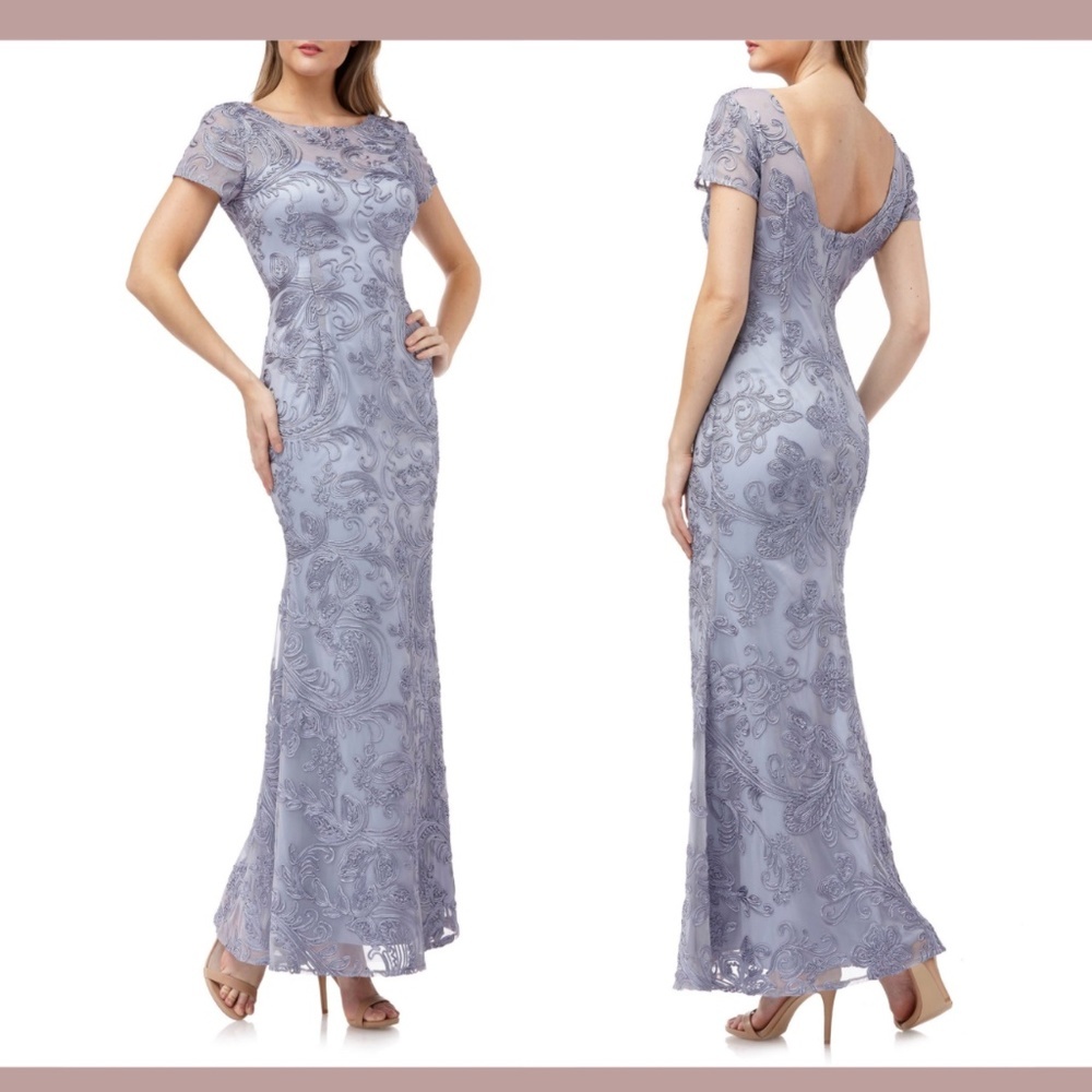 NWT JS Collections [ 4 ]‎ Soutache Trumpet Gown in Blue-Grey